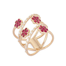 Load image into Gallery viewer, Gemstone Multi Flower Ring