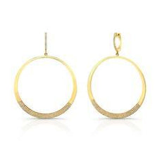 Load image into Gallery viewer, Flat Hoop with Half Pave Earrings