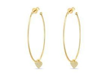 Load image into Gallery viewer, Gold Hoops with Heart Charm Earrings