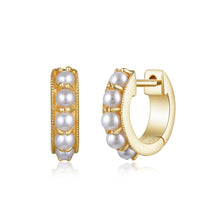 Load image into Gallery viewer, Mini Pearl Huggie Earrings