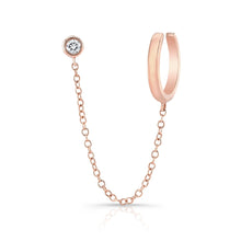 Load image into Gallery viewer, Bezel Stud Earring with Chain and Gold Cuff