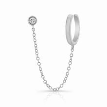 Load image into Gallery viewer, Bezel Stud Earring with Chain and Gold Cuff