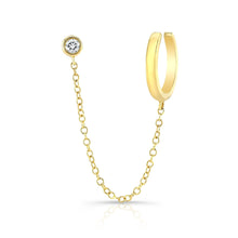 Load image into Gallery viewer, Bezel Stud Earring with Chain and Gold Cuff