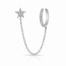 Load image into Gallery viewer, Pave Star Stud with Chain and Gold Cuff