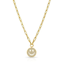 Load image into Gallery viewer, Smiley Charm on Link Chain Necklace