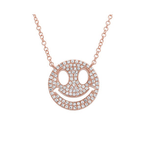 Pave Diamond Smiley Necklace