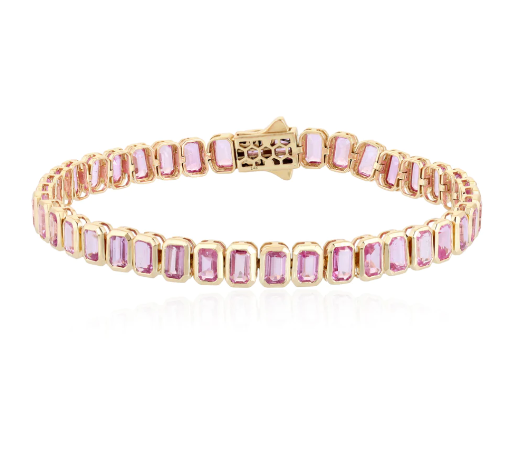 Pink Sapphire Bezel Emerald Bracelet