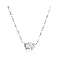 Load image into Gallery viewer, Emerald and Heart Two Stone Necklace