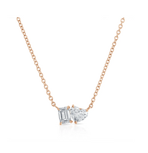 Load image into Gallery viewer, Emerald and Heart Two Stone Necklace