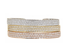 Load image into Gallery viewer, Three Row Pave Diamond Open Bangle