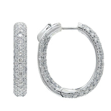 Load image into Gallery viewer, Elongated Triple Row Diamond Hoops