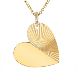 Fluted Heart Diamond Necklace