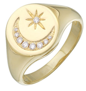 Moon and Star Signet Ring