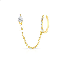 Load image into Gallery viewer, Pear Stud Earring with Chain and Diamond Cuff
