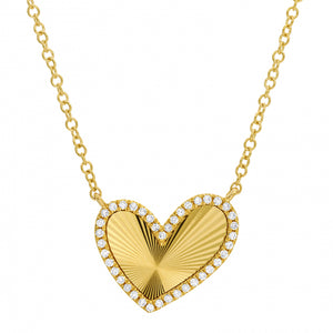 Fluted Asymmetrical Shaped Heart Diamond Necklace