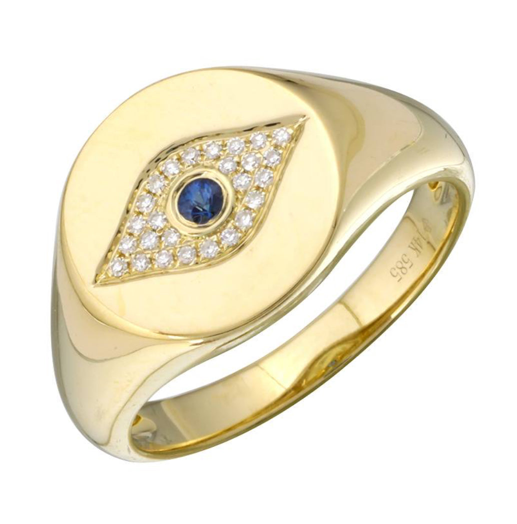 Pave Evil Eye Signet Ring