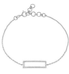 Pave Diamond Open Rectangle Chain Bracelet