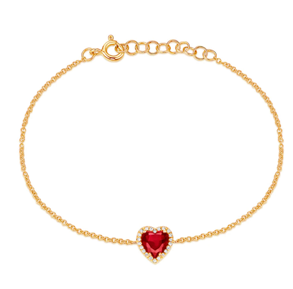 Ruby and Diamond Heart Bracelet