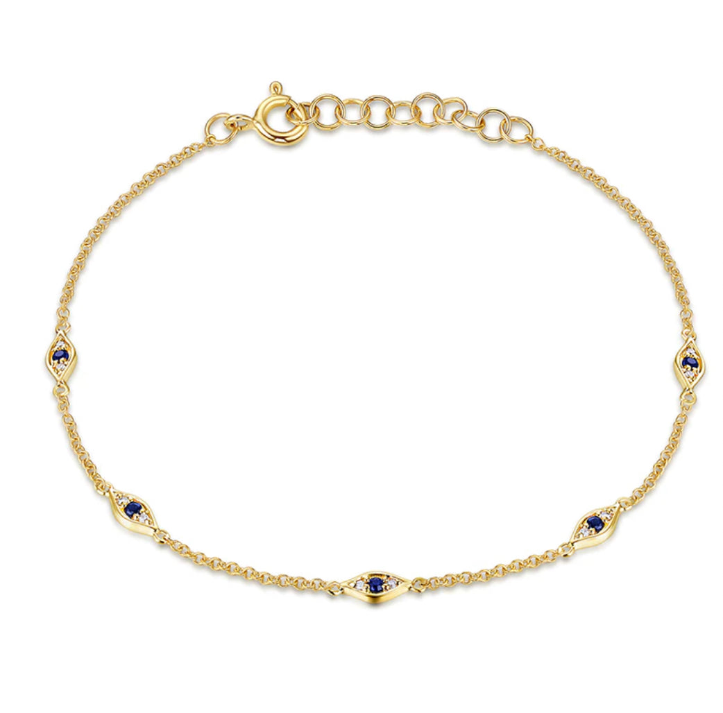 Blue Sapphire Diamond Eye Eternity Bracelet