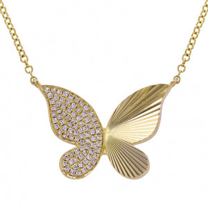 Fluted Butterfly Diamond Necklace