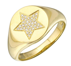 Pave Star Signet Ring