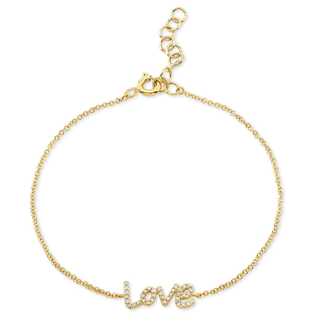 Pave Diamond Love Chain Bracelet