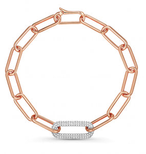 Large Single Link Pavè Diamond Bracelet