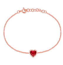 Load image into Gallery viewer, Ruby and Diamond Heart Bracelet
