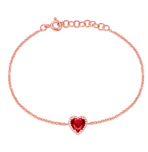 Ruby and Diamond Heart Bracelet