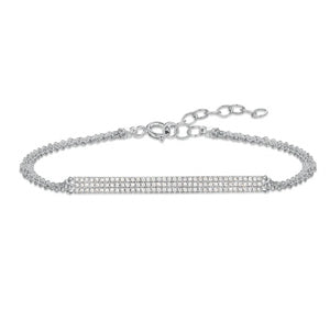 Three Row Diamond Bar Bracelet