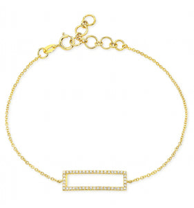 Pave Diamond Open Rectangle Chain Bracelet