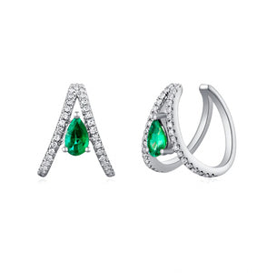Emerald Diamond Split Ear Cuff