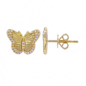 Fluted Butterfly Diamond Stud Earrings
