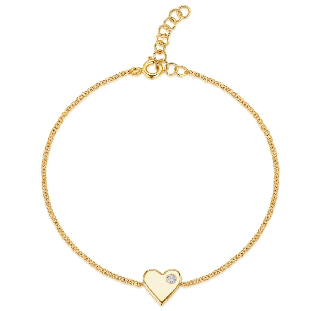 Gold Heart with Diamond Bracelet