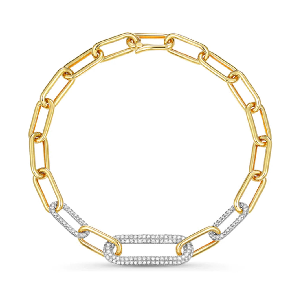 Three Graduated Diamond Oval Link Bracelet