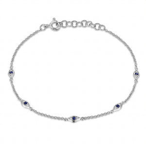 Blue Sapphire Diamond Eye Eternity Bracelet