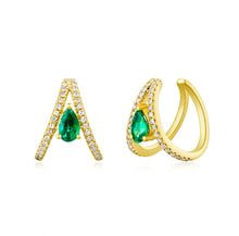 Load image into Gallery viewer, Emerald Diamond Split Ear Cuff
