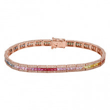 Load image into Gallery viewer, Rainbow Multi-Sapphire Diamond Bracelet
