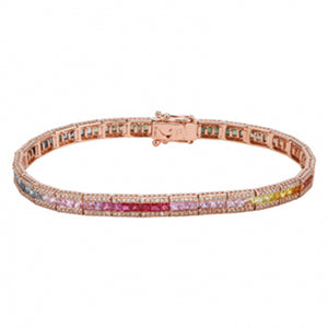 Rainbow Multi-Sapphire Diamond Bracelet