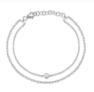 Single Bezel Double Chain Bracelet
