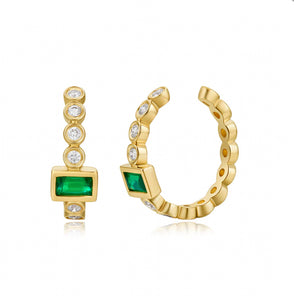 Rectangle Emerald Bezel Diamond Ear Cuff