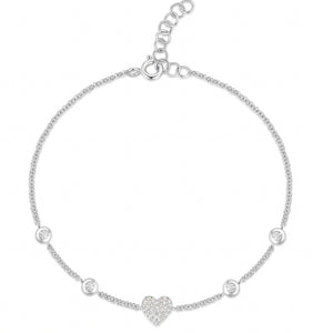 Heart and Bezel Diamond Bracelet