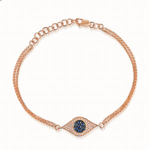 Blue Sapphire Double Chain Evil Eye Bracelet