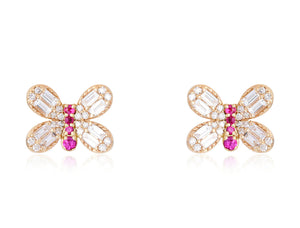 Ruby Butterfly Stud Earrings