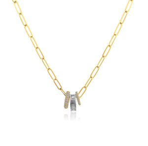 Dainty Paperclip Pavè and Baguette Charms Necklace