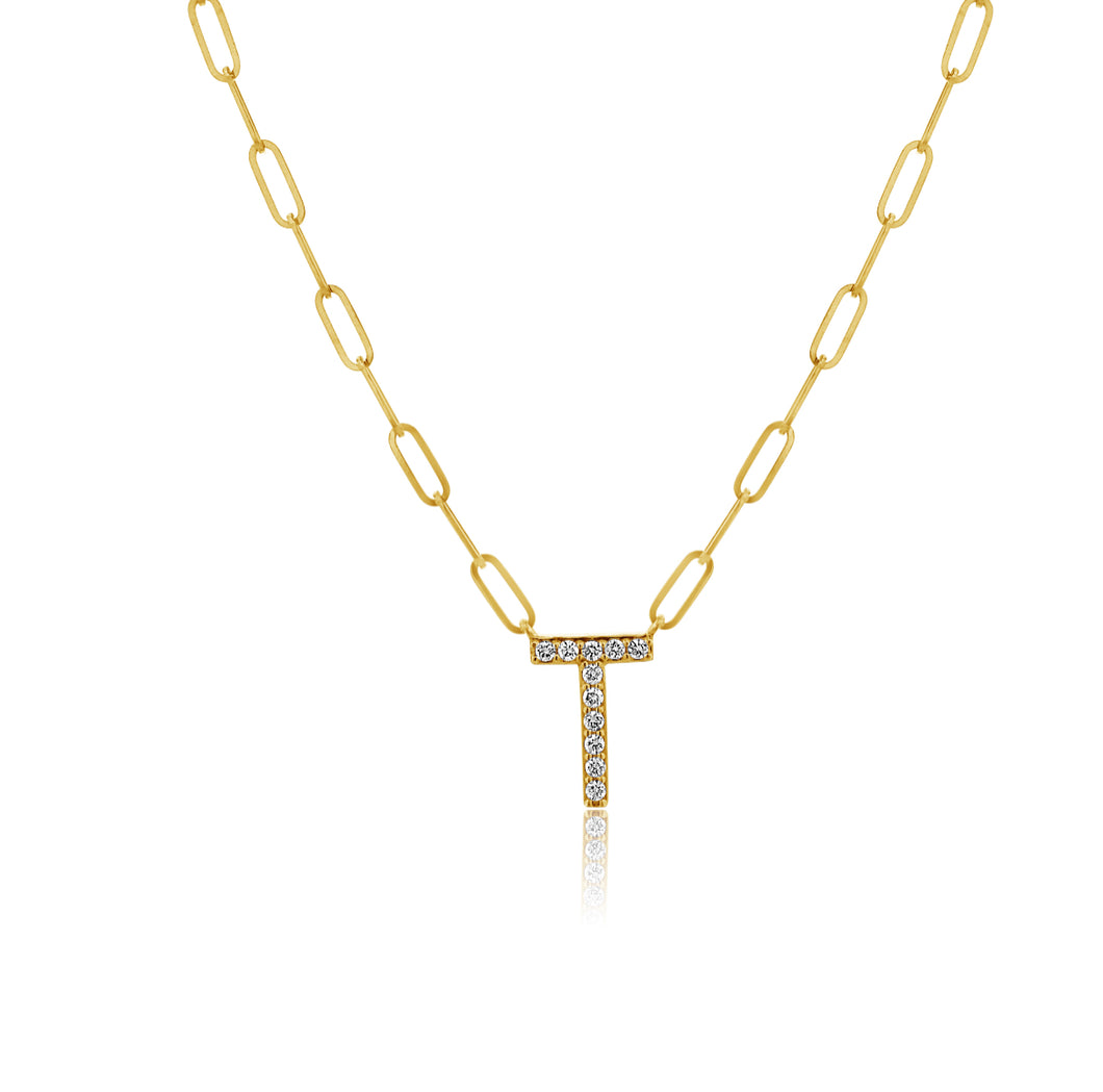Dainty Paperclip Initial Necklace