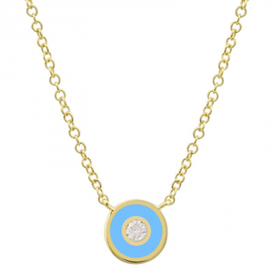 Enamel Circle With Diamond Necklace