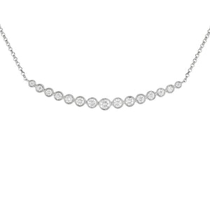 Bezel Set Graduated Diamond Curved Bar Necklace