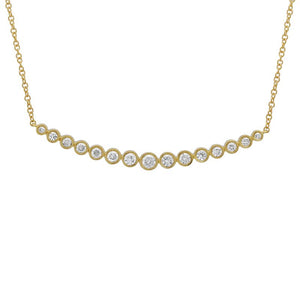 Bezel Set Graduated Diamond Curved Bar Necklace