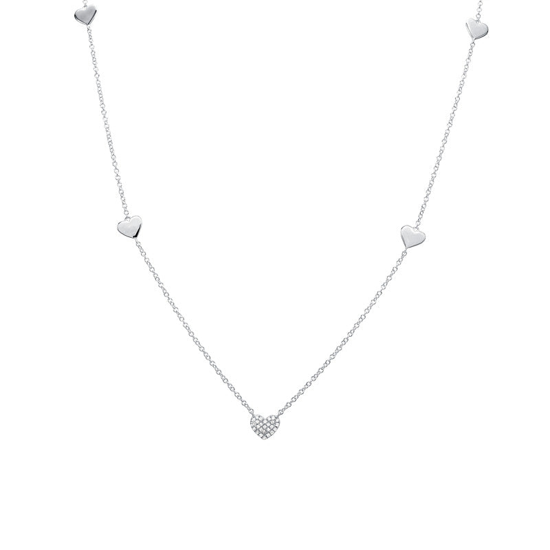 Stationed Heart Diamond Necklace